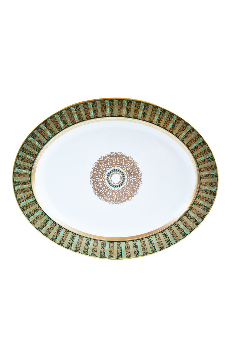 Блюдо eventail vert  BERNARDAUD зеленого цвета, арт. 1848/109 | Фото 1 (Коллекция: Eventail Vert; Интерьер Кросс-КТ: Обеденная посуда; Региональные ограничения белый список (Axapta Mercury): Не проставлено; Нос: Не проставлено; Ограничения доставки: fragile-2)