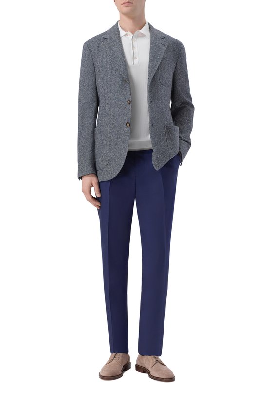 Шерстяные брюки Brunello Cucinelli M032PE1450 Синий  M032PE1450 Фото 2
