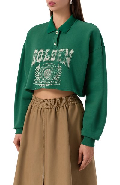 Хлопковое поло GOLDEN GOOSE DELUXE BRAND зеленого цвета по цене 39950 руб., арт. GWP02200.P001888, фото 3 Хлопковое поло GOLDEN GOOSE DELUXE BRAND, арт. GWP02200.P001888, фото 3