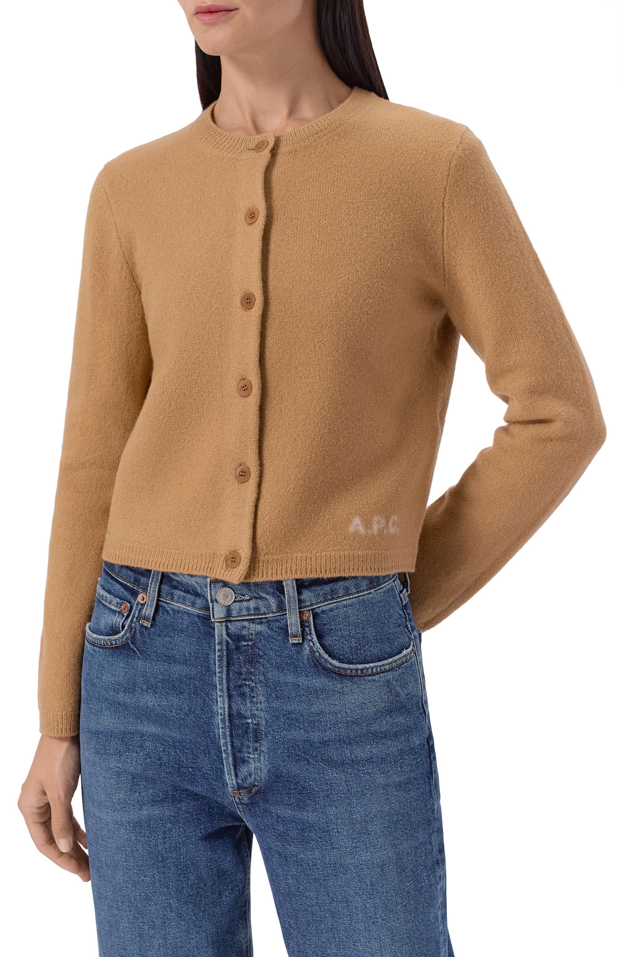 Шерстяной кардиган A.P.C. бежевого цвета по цене 41450 руб., арт. F22301/WVBDK, фото 3 Шерстяной кардиган A.P.C., арт. F22301/WVBDK, фото 3