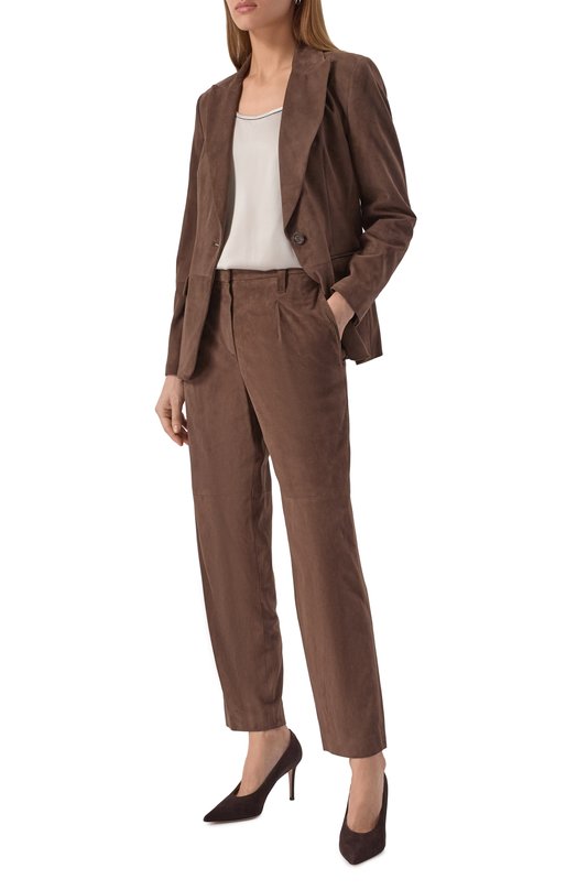 Замшевые брюки Brunello Cucinelli MPCLFP8363 Коричневый  MPCLFP8363 Фото 2