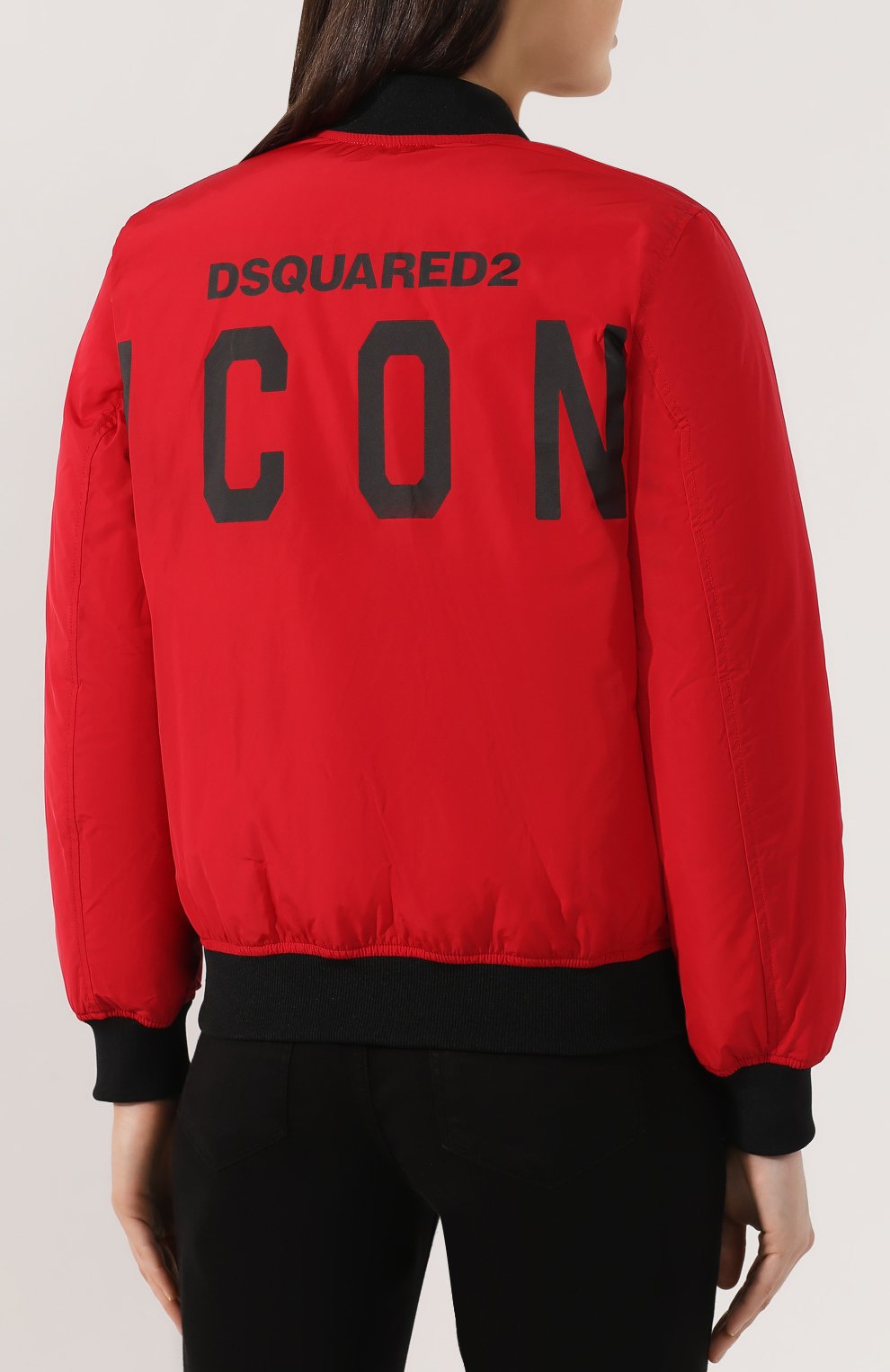Пуховый бомбер DSQUARED2 красного цвета по цене 52050 руб., арт. S75AM0686/S52109, фото 4 Пуховый бомбер DSQUARED2, арт. S75AM0686/S52109, фото 4
