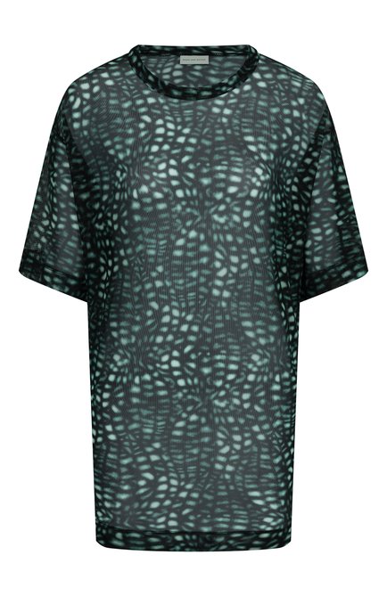 Женский топ DRIES VAN NOTEN зеленого цвета, арт. 251-011160-1619 | Фото 1 (Материал сплава: Проставлено; Рукава: Короткие; Материал внешний: Синтетический материал; Длина (для топов): Стандартные; Драгоценные камни: Проставлено)