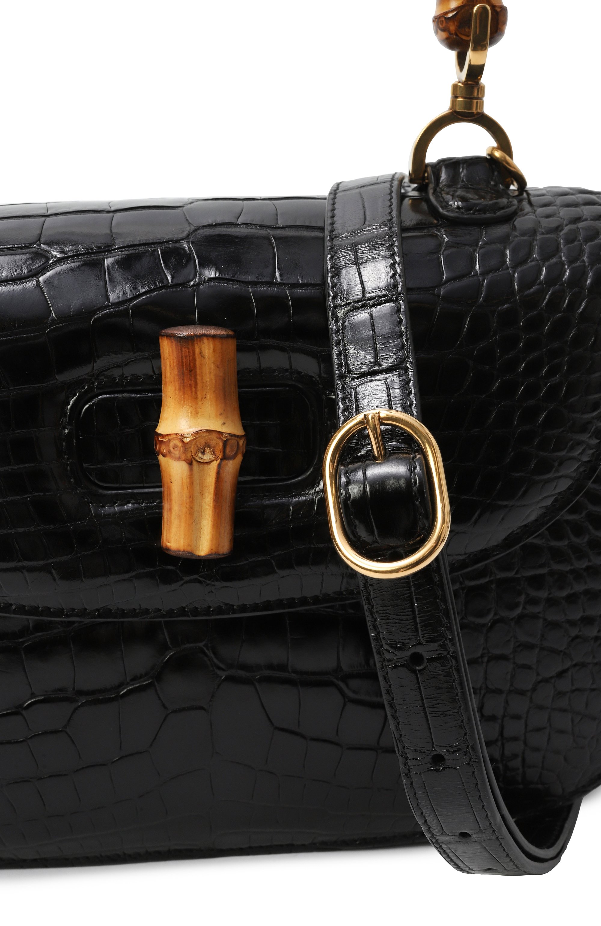 Сумка bamboo 1947 из кожи аллигатора GUCCI черного цвета по цене 4233600 руб., арт. 679632 E1KIX, фото 3 Сумка bamboo 1947 из кожи аллигатора GUCCI, арт. 679632 E1KIX, фото 3