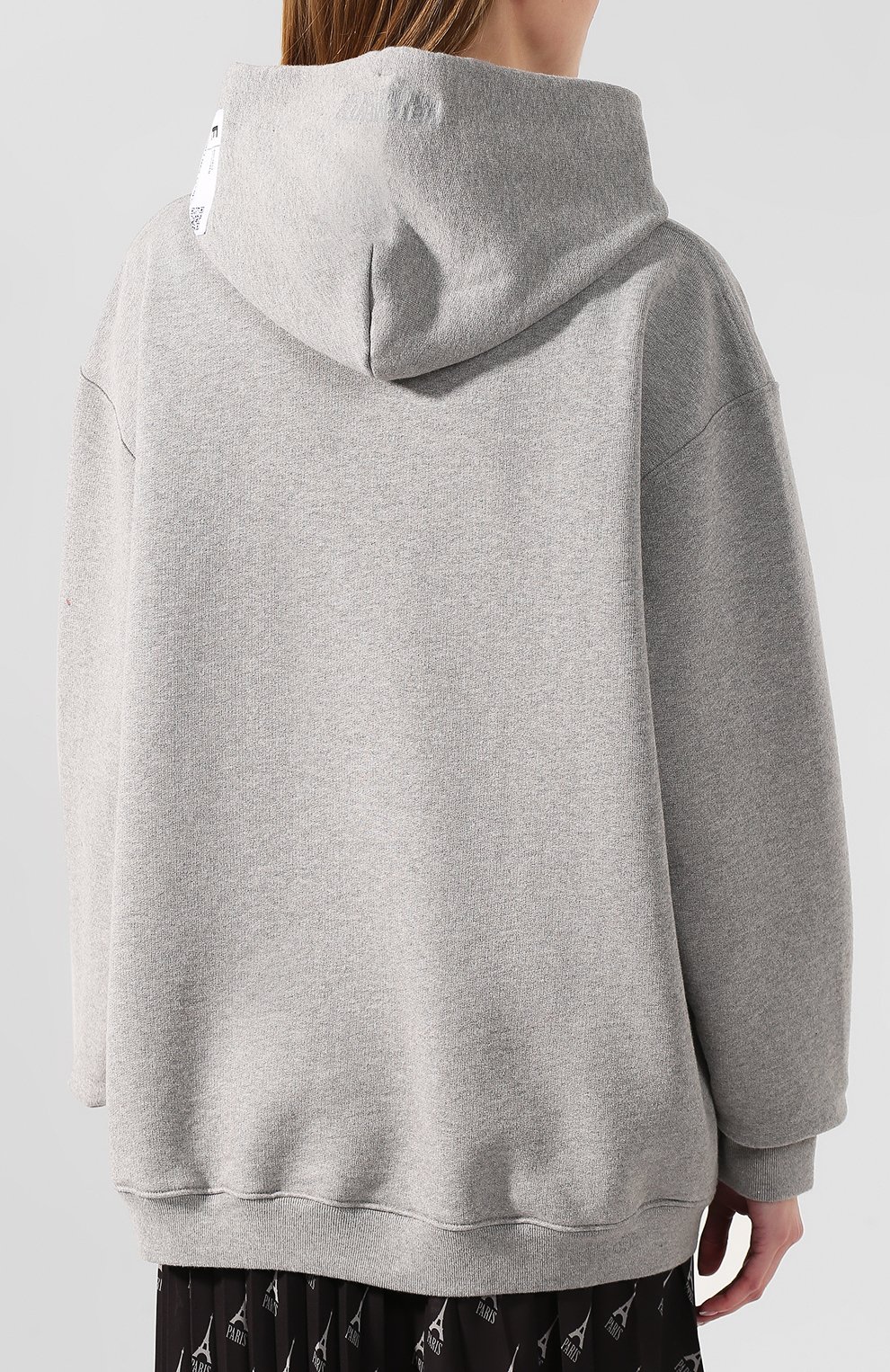 Хлопковое худи VETEMENTS серого цвета по цене 49350 руб., арт. SS20TR311 1620/W/GREY MELANGE, фото 4 Хлопковое худи VETEMENTS, арт. SS20TR311 1620/W/GREY MELANGE, фото 4