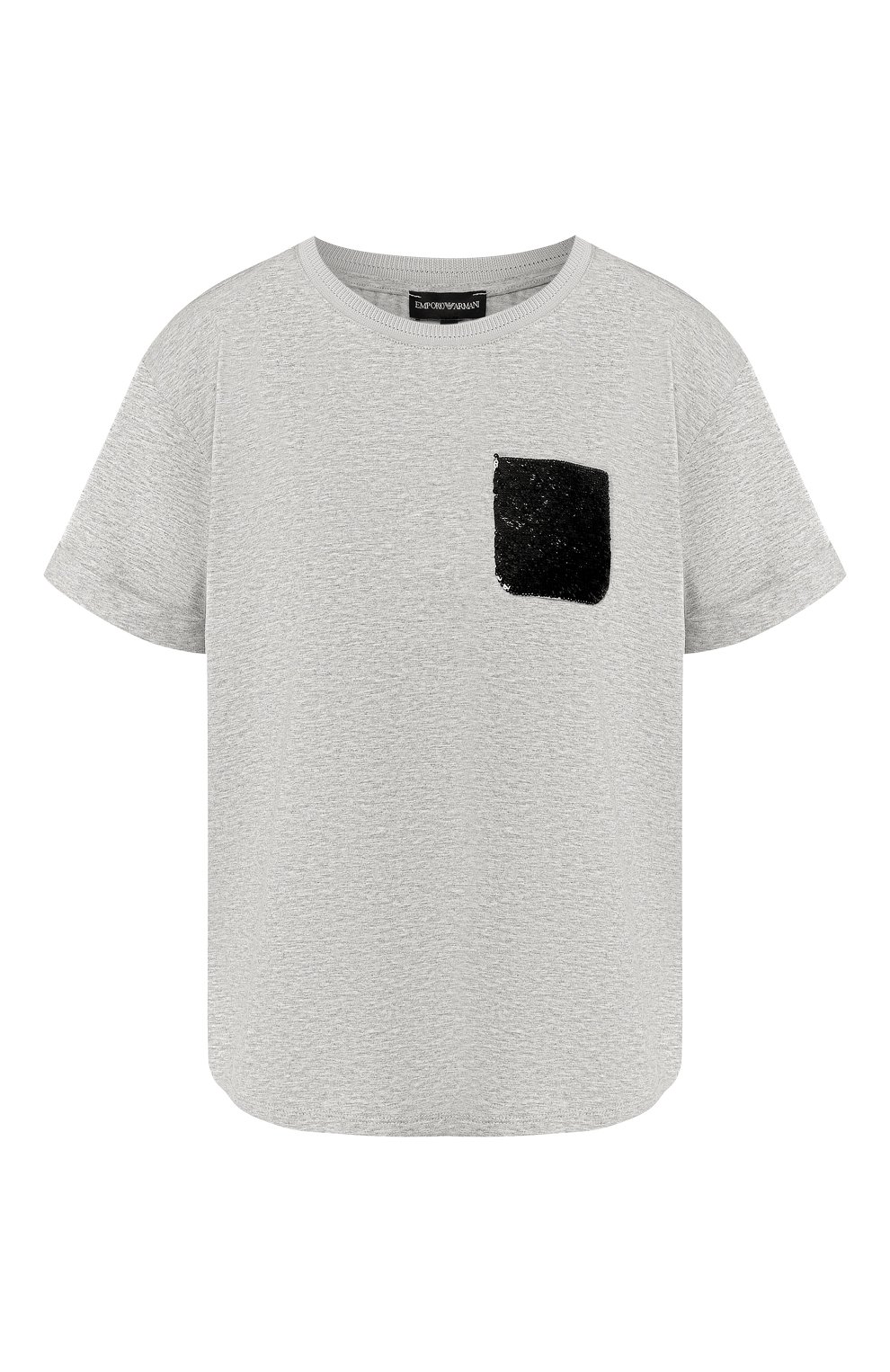 Хлопковая футболка EMPORIO ARMANI серого цвета по цене 11450 руб., арт. 3G2T84/2JQAZ, фото 1 Хлопковая футболка EMPORIO ARMANI, арт. 3G2T84/2JQAZ, фото 1