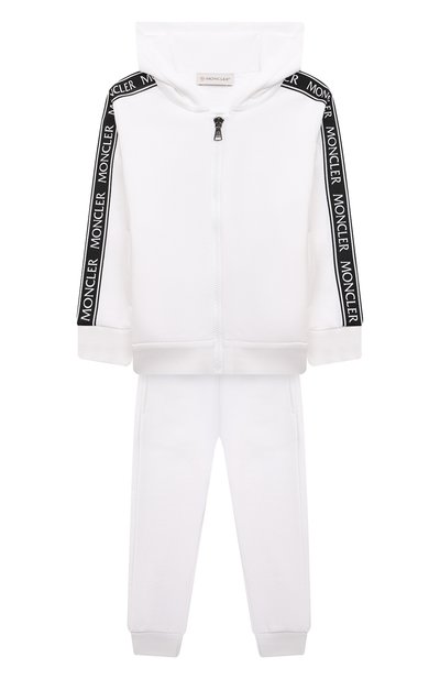 Комплект из толстовки и брюк MONCLER белого цвета по цене 54100 руб., арт. G2-954-8M755-20-809B3/12-14A, фото 1 Комплект из толстовки и брюк MONCLER, арт. G2-954-8M755-20-809B3/12-14A, фото 1