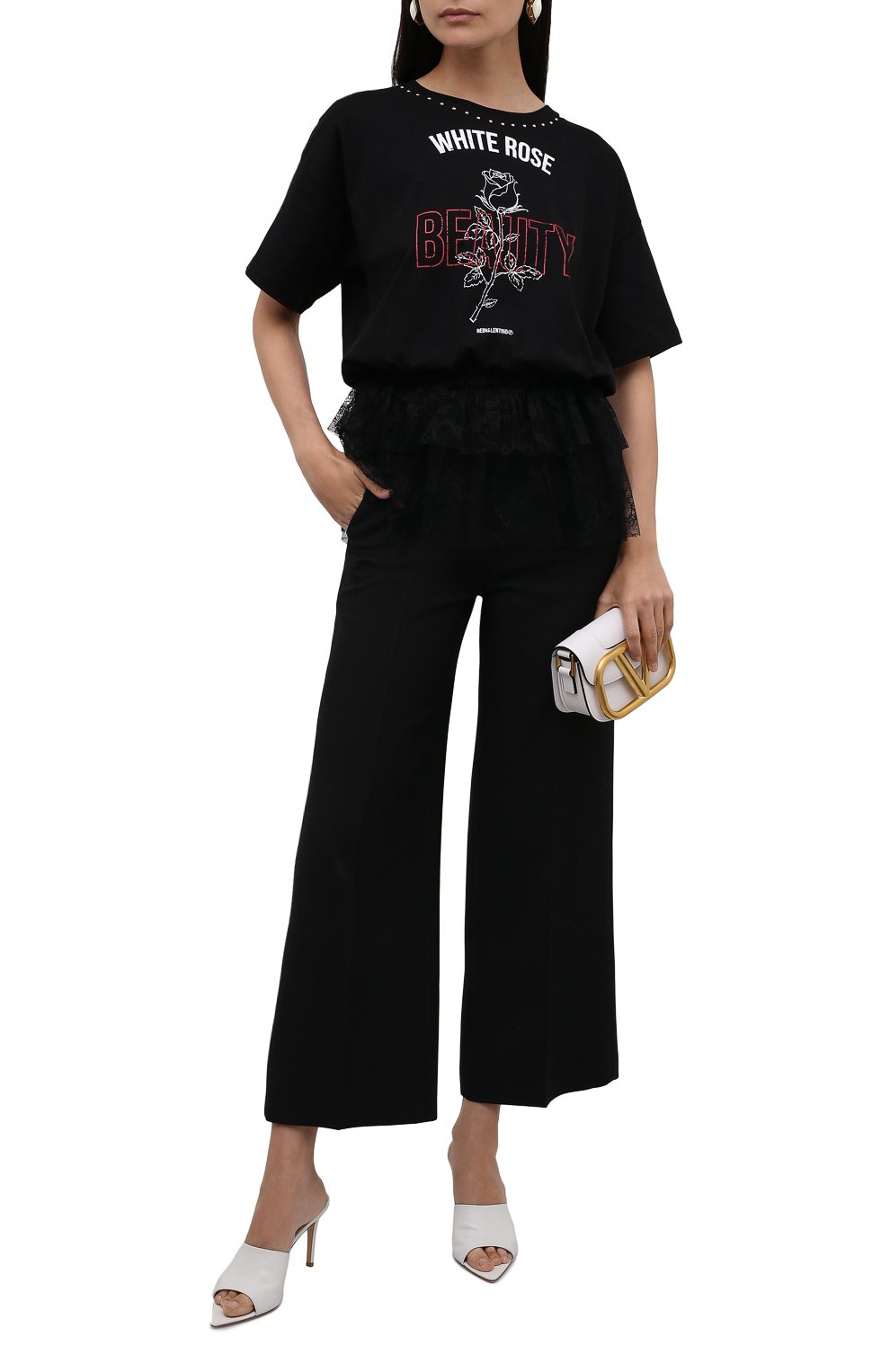 Хлопковая футболка REDVALENTINO черного цвета по цене 36050 руб., арт. WR3MG11B/61S, фото 2 Хлопковая футболка REDVALENTINO, арт. WR3MG11B/61S, фото 2