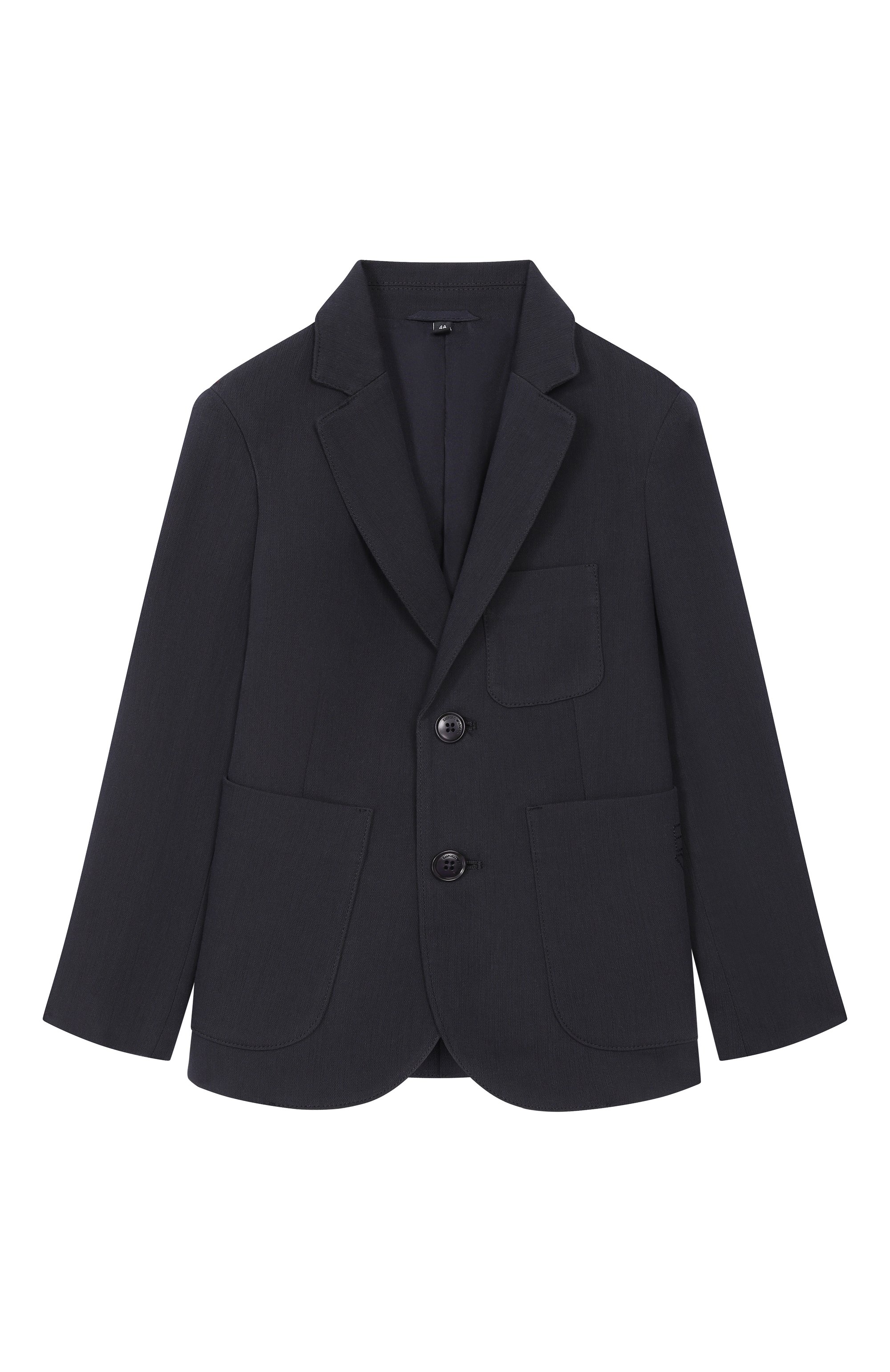 Пиджак из вискозы и хлопка EMPORIO ARMANI темно-синего цвета по цене 63200 руб., арт. EB000906/AF21040, фото 1 Пиджак из вискозы и хлопка EMPORIO ARMANI, арт. EB000906/AF21040, фото 1