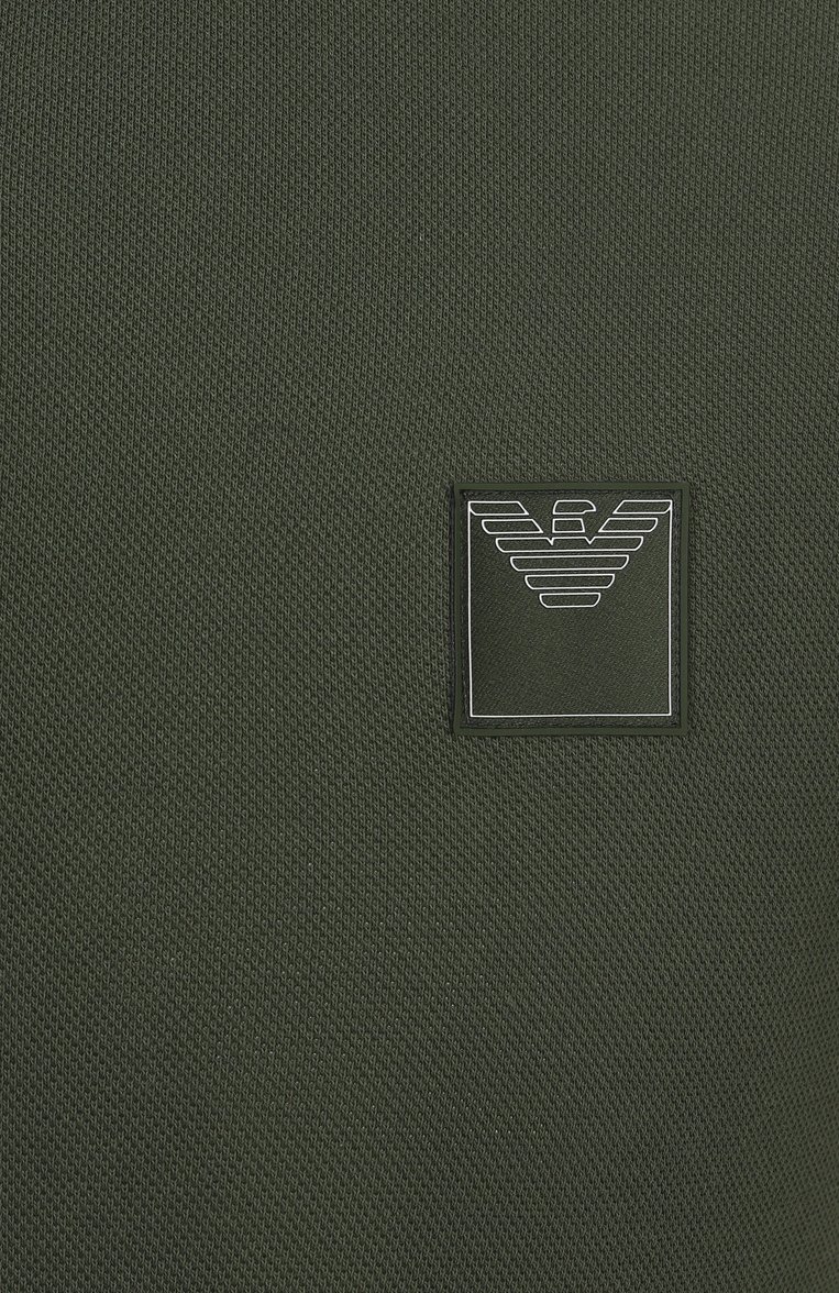 Мужское хлопковое поло EMPORIO ARMANI темно-зеленого цвета, арт. EM000571/AF12336 | Фото 6 (Автоматизация состава: Проставлено; Рукава: Короткие; Материал внешний: Хлопок; Автоматизация ТО: Проставлено; Длина (для топов): Стандартные; Мужское Кросс-КТ: Футболка-одежда; Стили: Милитари, Кэжуэл; Застежка: Пуговицы; Принт: Без принта; Детали: Без декора)