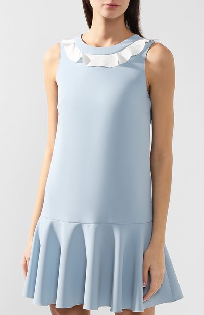 Платье с оборкой REDVALENTINO голубого цвета по цене 34550 руб., арт. RR3VAB75/DIP, фото 3 Платье с оборкой REDVALENTINO, арт. RR3VAB75/DIP, фото 3