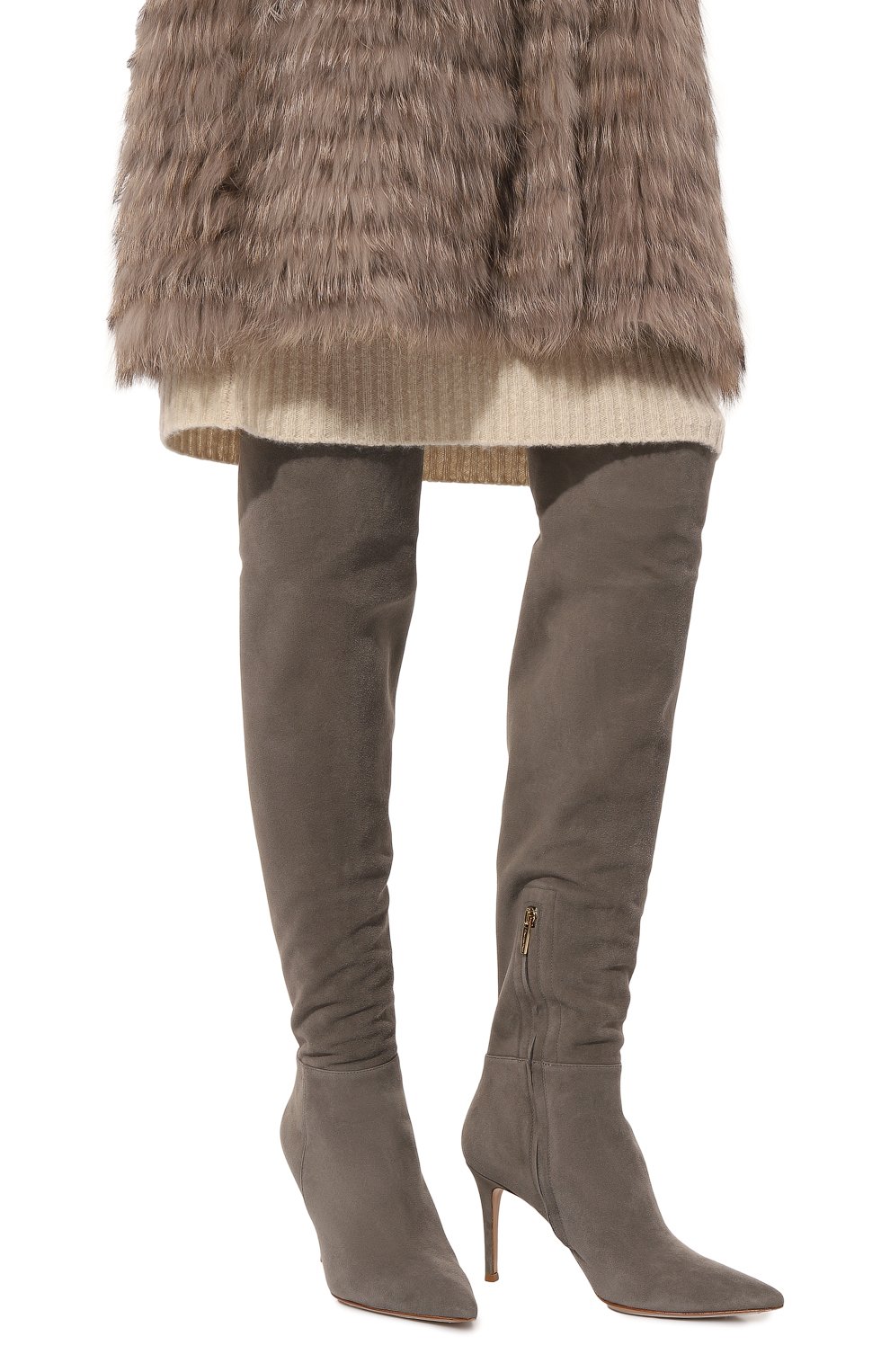Замшевые ботфорты jules 85 GIANVITO ROSSI, арт. G80222.85RIC.C45GREY, фото 3