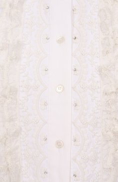 Женская блузка из хлопка и льна VALENTINO белого цвета, арт. 6B3AEAB390D | Фото 6 (Материал внешний: Лен, Хлопок; Длина (для топов): Удлиненные; Рукава: Длинные; Женское Кросс-КТ: Блуза-одежда; Принт: Без принта; Стили: Романтичный)