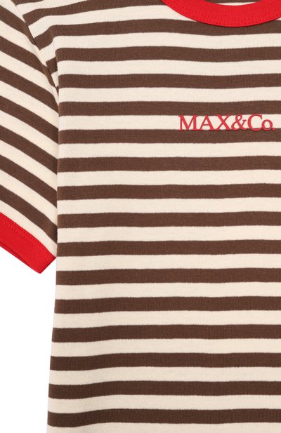 Хлопковая футболка MAX&CO коричневого цвета по цене 7865 руб., арт. MX0285/MX046, фото 3 Хлопковая футболка MAX&CO, арт. MX0285/MX046, фото 3