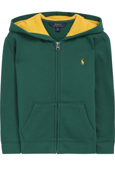 Хлопковый кардиган на молнии с капюшоном POLO RALPH LAUREN зеленого цвета по цене 8710 руб., арт. 322703447, фото 1 Хлопковый кардиган на молнии с капюшоном POLO RALPH LAUREN, арт. 322703447, фото 1