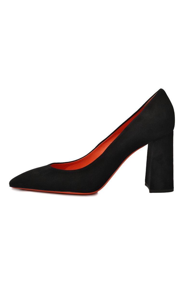 Женские замшевые туфли SANTONI черного цвета, арт. WDBN70032HI2BSW5N01 | Фото 4 (Каблук высота: Высокий; Подошва: Плоская; Материал внутренний: Натуральная кожа; Материал внешний: Замша, Натуральная кожа; Каблук тип: Устойчивый)
