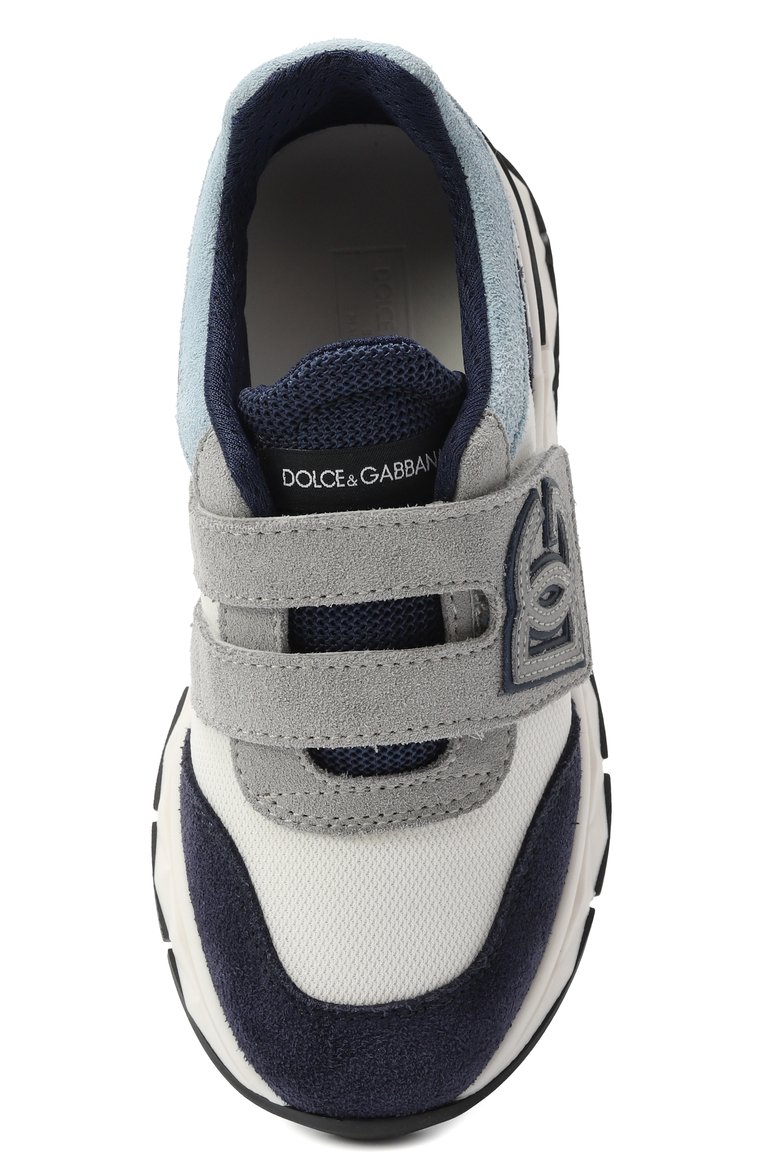 Мужского комбинированные кроссовки dg running DOLCE & GABBANA синего цвета, арт. DA5187/AA954/24-28 | Фото 4 (Материал внешний: Натуральная кожа; Материал внутренний: Натуральная кожа, Текстиль; Нос: Не проставлено; Кросс-КТ: велькро; Региональные ограничения белый список (Axapta Mercury): Не проставлено; Стили: Классический)