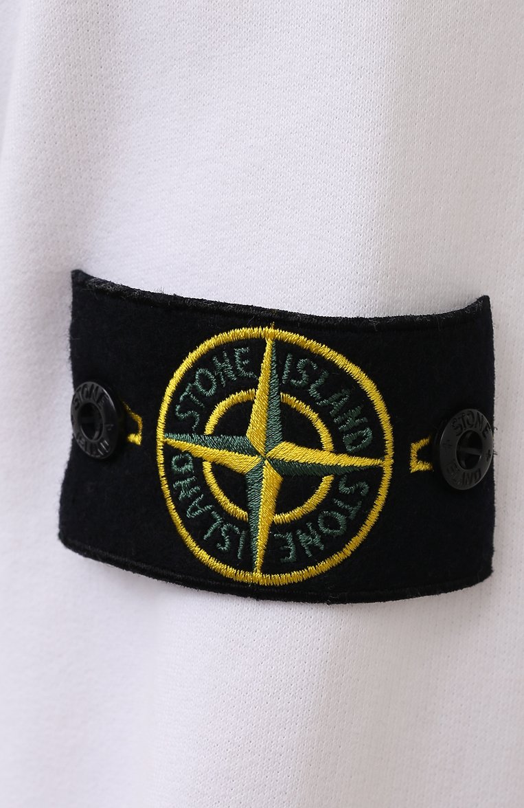 Мужской хлопковое худи STONE ISLAND белого цвета, арт. 751560620 | Фото 5 (Материал внешний: Хлопок; Мужское Кросс-КТ: Худи-одежда; Принт: Без принта; Длина (для топов): Стандартные; Рукава: Длинные; Драгоценные камни: Проставлено; Материал сплава: Проставлено; Стили: Кэжуэл)