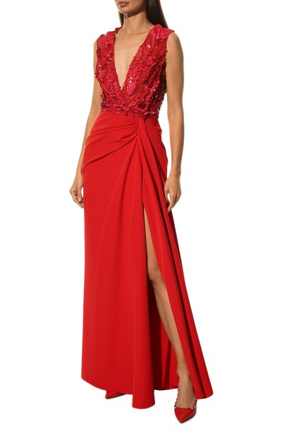 Платье ZUHAIR MURAD красного цвета по цене 426500 руб., арт. DRS19026/CRCA005, фото 2 Платье ZUHAIR MURAD, арт. DRS19026/CRCA005, фото 2