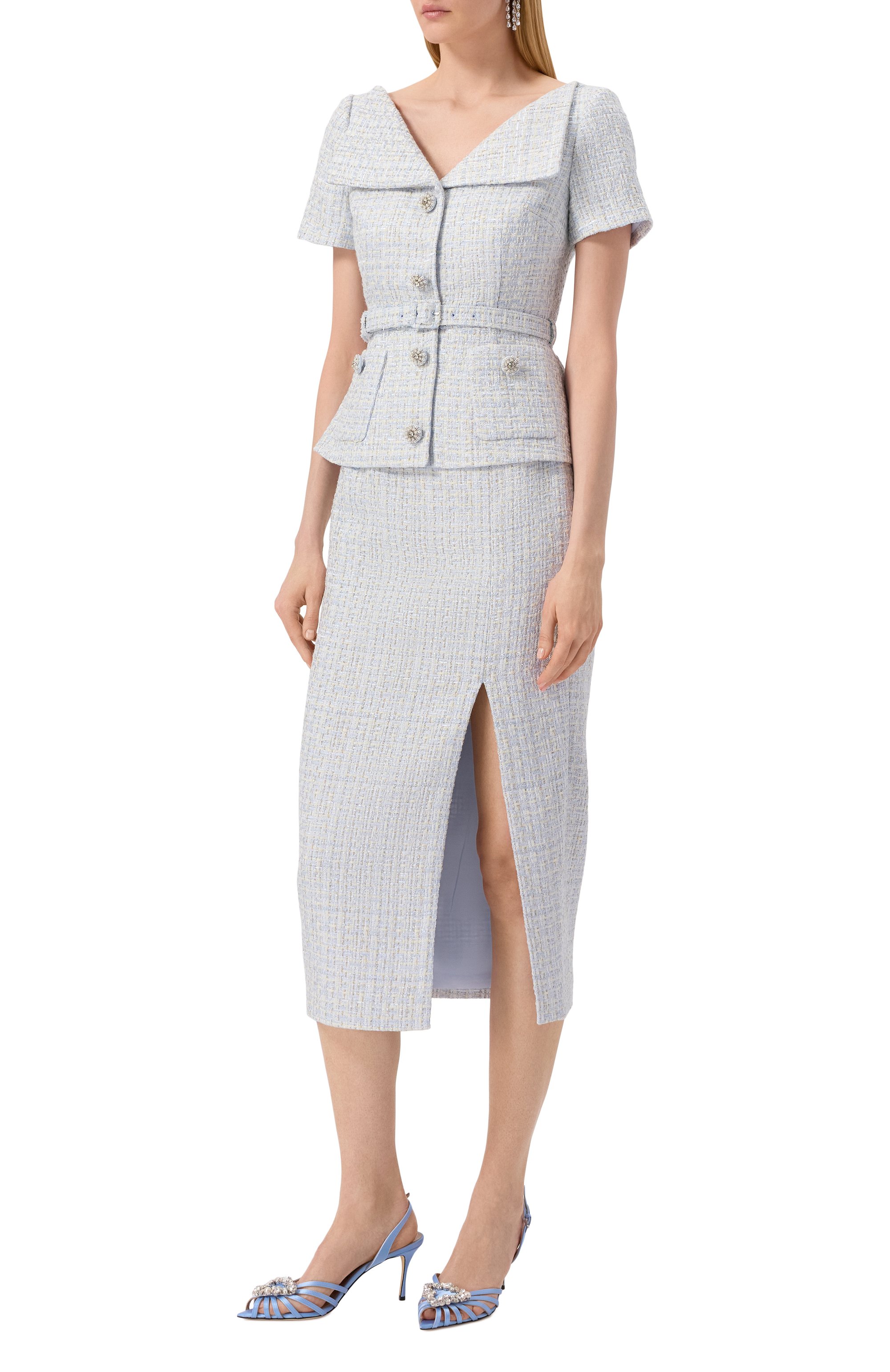 Твидовое платье SELF-PORTRAIT, арт. SS25-148MA-BL, фото 3