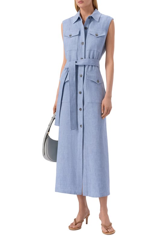 Платье изо льна и вискозы P.A.R.O.S.H. D726129/BLINK Голубой  D726129/BLINK Фото 2