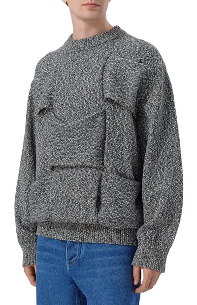 Хлопковый свитер BOTTEGA VENETA темно-серого цвета по цене 247000 руб., арт. 862420/V67U0, фото 3 Хлопковый свитер BOTTEGA VENETA, арт. 862420/V67U0, фото 3
