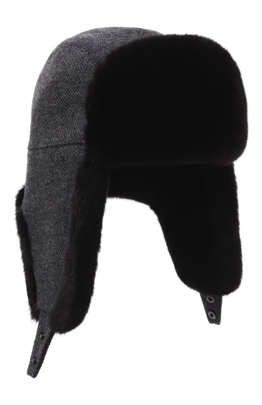 Шерстяная шапка-ушанка с мехом норки VICTORIA KUSENKOVA 338702880159 Серый 338702880159