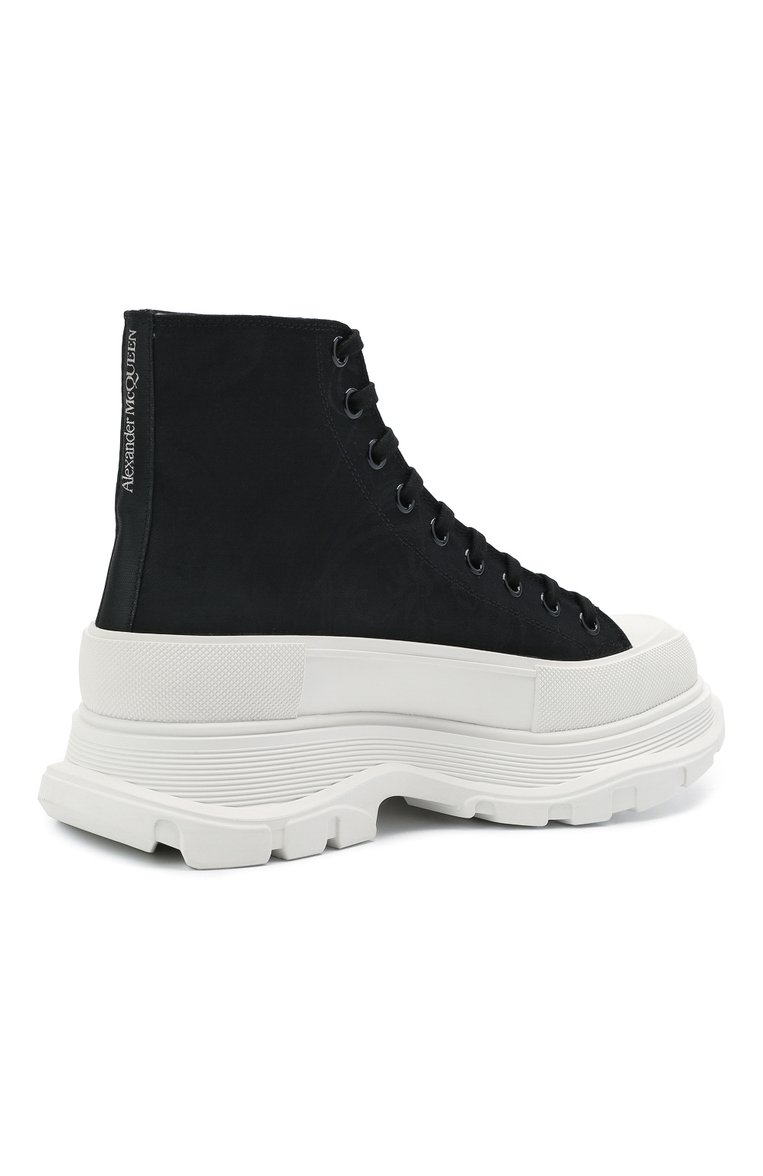 Мужские текстильные ботинки tread slick ALEXANDER MCQUEEN черного цвета, арт. 662678/W4QK1 | Фото 4 (Материал внешний: Текстиль; Материал внутренний: Натуральная кожа; Материал утеплителя: Без утеплителя; Мужское Кросс-КТ: Ботинки-обувь; Подошва: Массивная; Каблук высота: Высокий, Низкий)