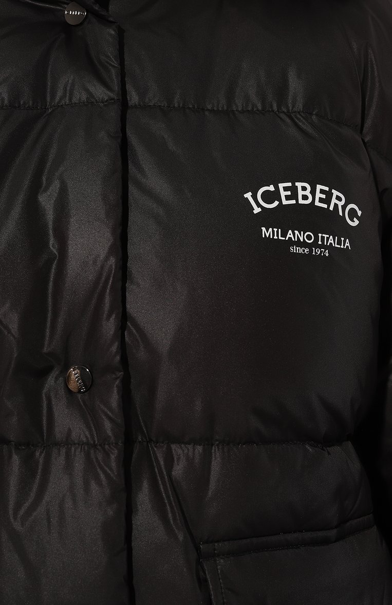 Женский пуховик ICEBERG черного цвета, арт. J041/6405 | Фото 5 (Длина (верхняя одежда): Короткие; Материал сплава: Проставлено; Рукава: Длинные; Драгоценные камни: Проставлено; Материал внешний: Синтетический материал; Стили: Кэжуэл; Кросс-КТ: Пуховик)