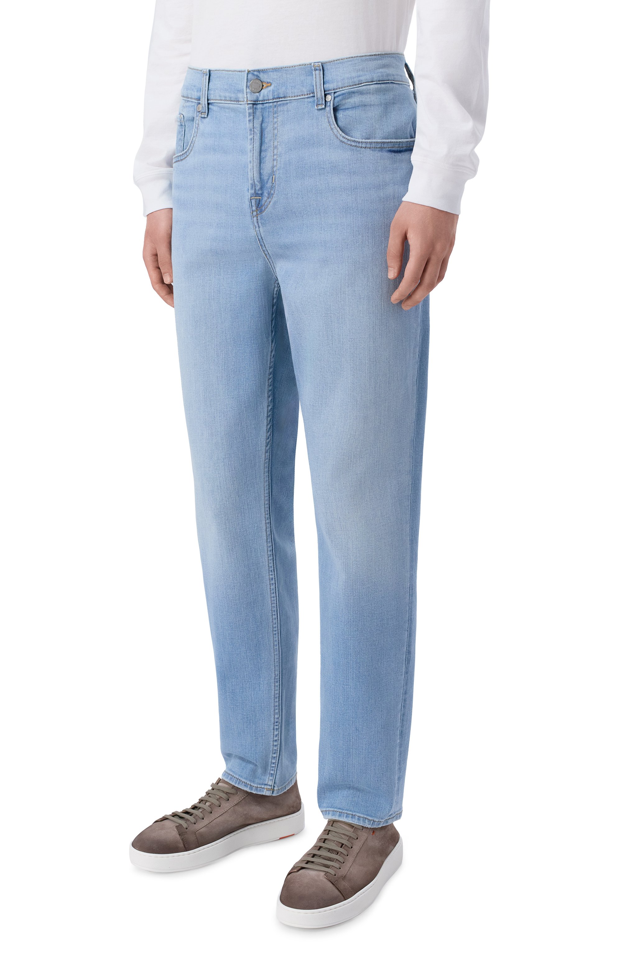 Джинсы slimmy tapered 7 FOR ALL MANKIND голубого цвета по цене 29150 руб., арт. 7TB00C12-1VW, фото 3 Джинсы slimmy tapered 7 FOR ALL MANKIND, арт. 7TB00C12-1VW, фото 3