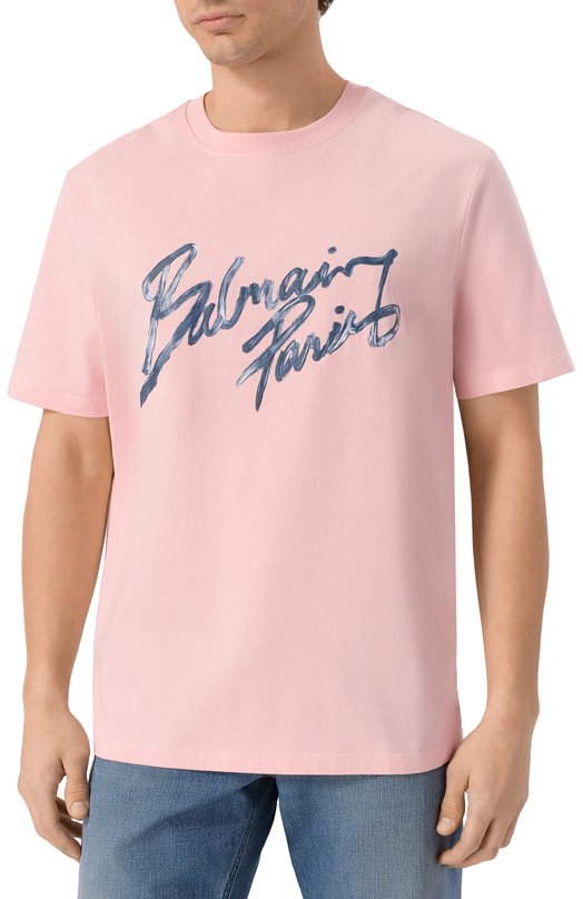 Хлопковая футболка Balmain GH1EG000/BD41 Розовый  GH1EG000/BD41 Фото 3