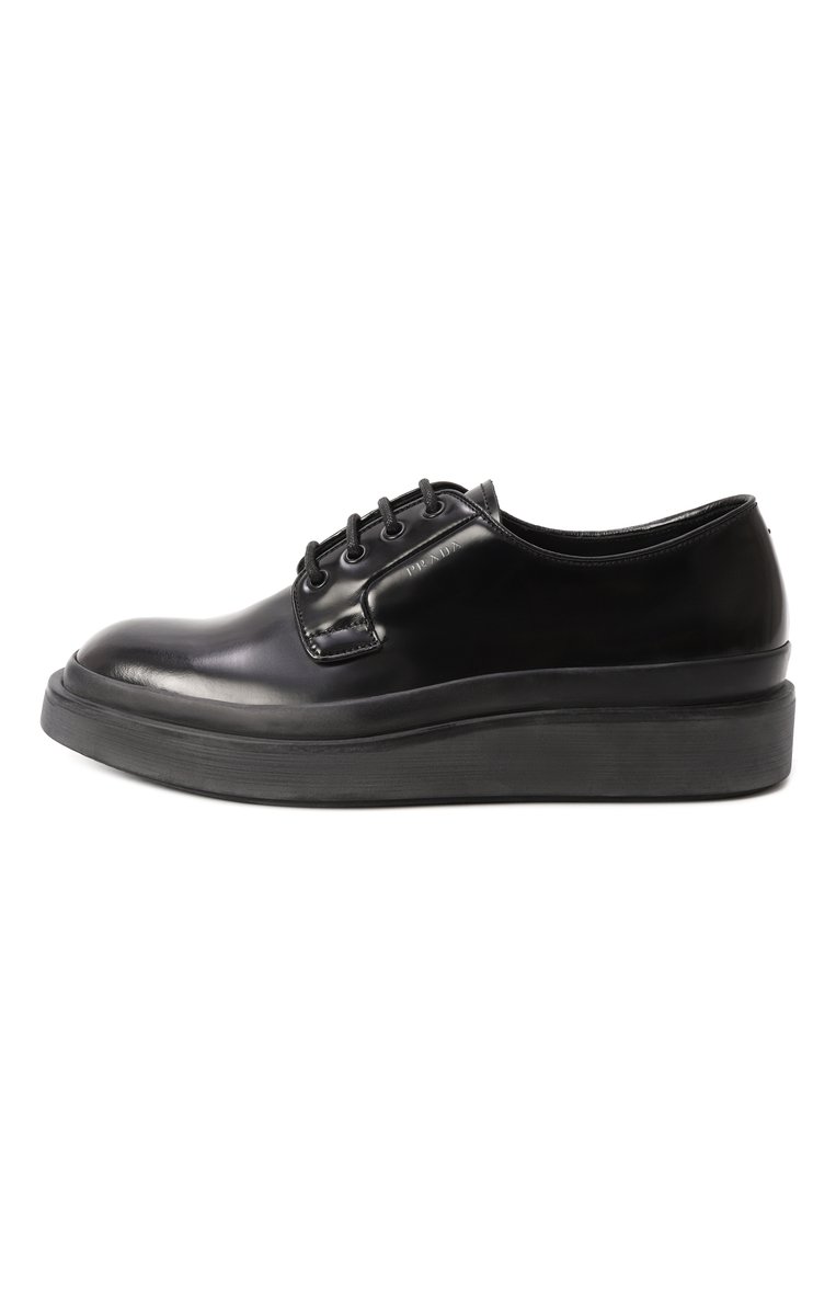 Мужские кожаные дерби PRADA черного цвета, арт. 2EE311-P39-F0002-G000 | Фото 4 (Материал внешний: Натуральная кожа; Стили: Классический; Нос: Не проставлено)