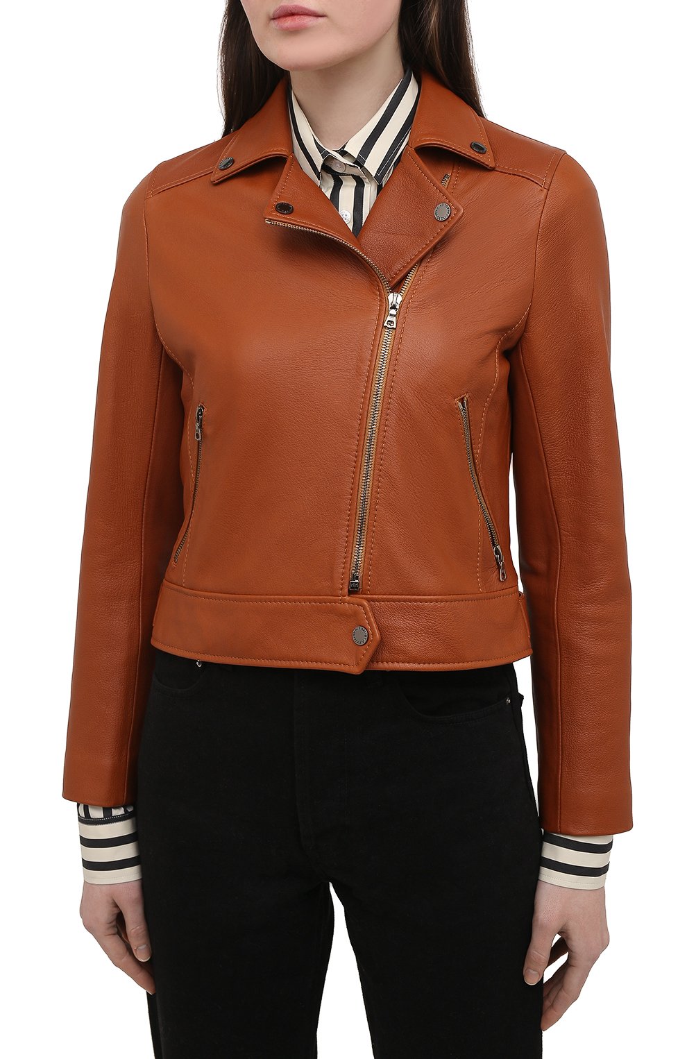 Кожаная куртка MASLOV коричневого цвета по цене 116600 руб., арт. K05, фото 3 Кожаная куртка MASLOV, арт. K05, фото 3