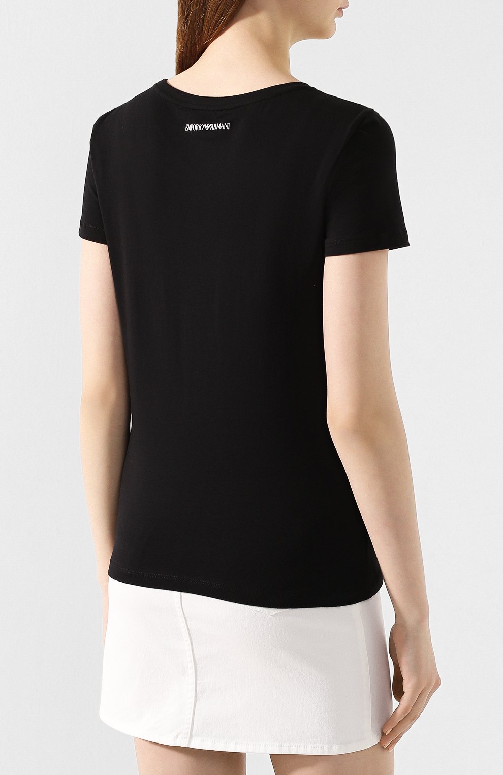 Хлопковая футболка EMPORIO ARMANI черного цвета по цене 13650 руб., арт. 3H2T6C/2JQAZ, фото 4 Хлопковая футболка EMPORIO ARMANI, арт. 3H2T6C/2JQAZ, фото 4