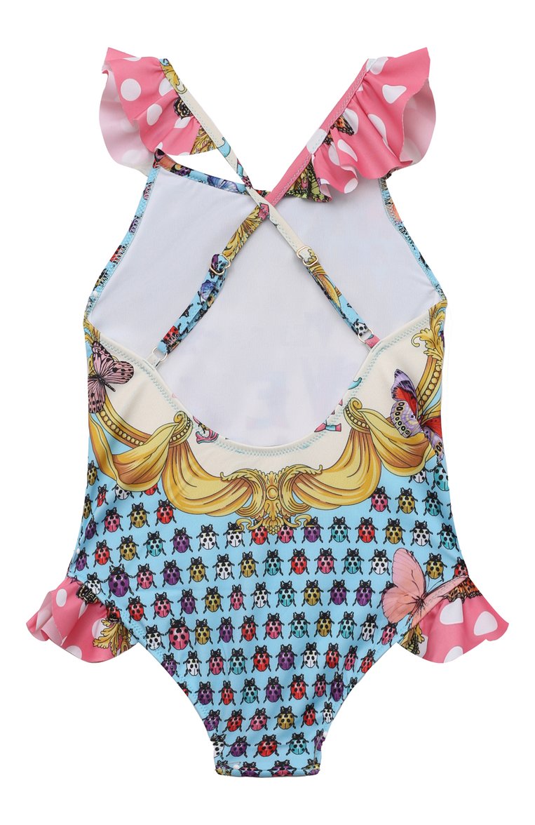 Детского слитный купальник VERSACE розового цвета, арт. 1008180/1A08110/4A-6A | Фото 2 (Материал внешний: Синтетический материал; Нос: Не проставлено; Девочки Кросс-КТ: Купальники-пляж; Принт: С принтом)