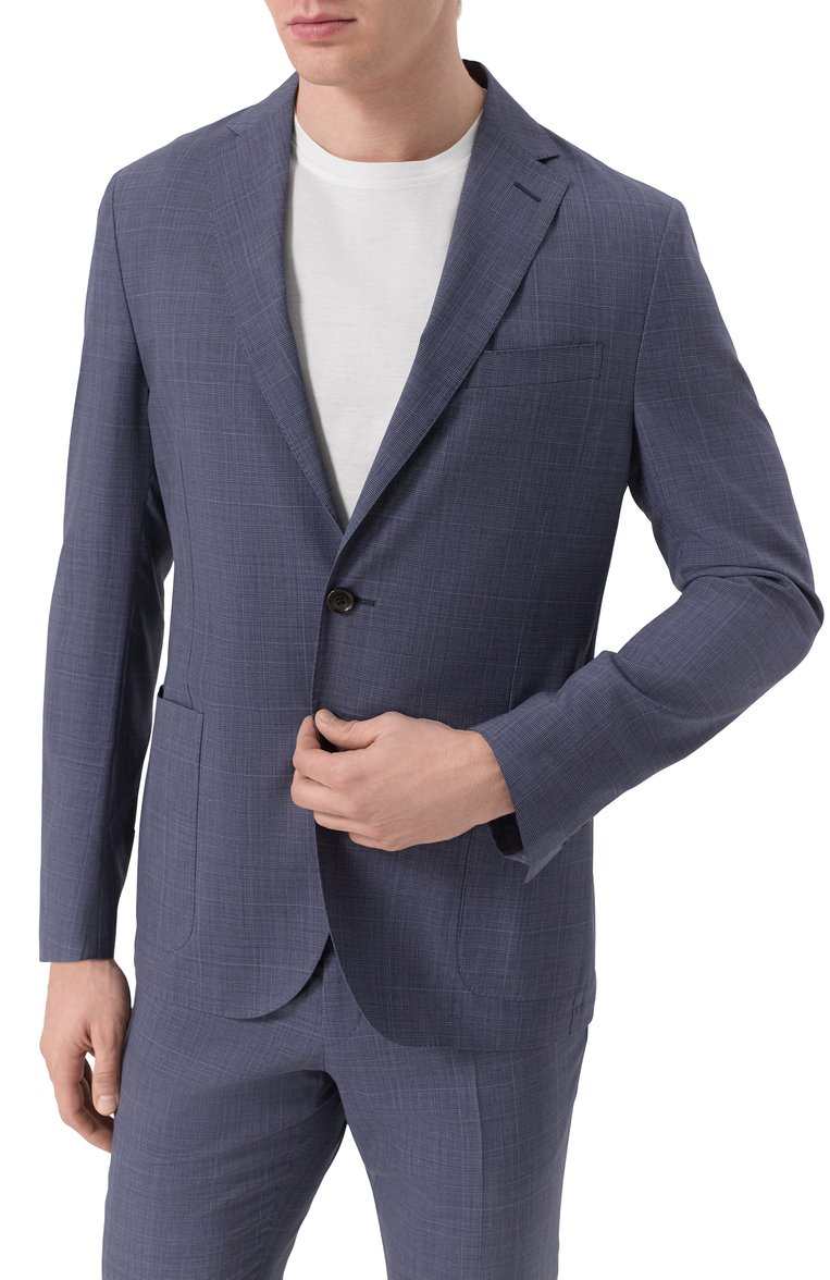 Мужской шерстяной костюм CORNELIANI синего цвета, арт. 25X007-2517445_SET | Фото 4 (Рукава: Длинные; Материал внешний: Шерсть; Костюмы М: Однобортный; Стили: Классический, Кэжуэл)