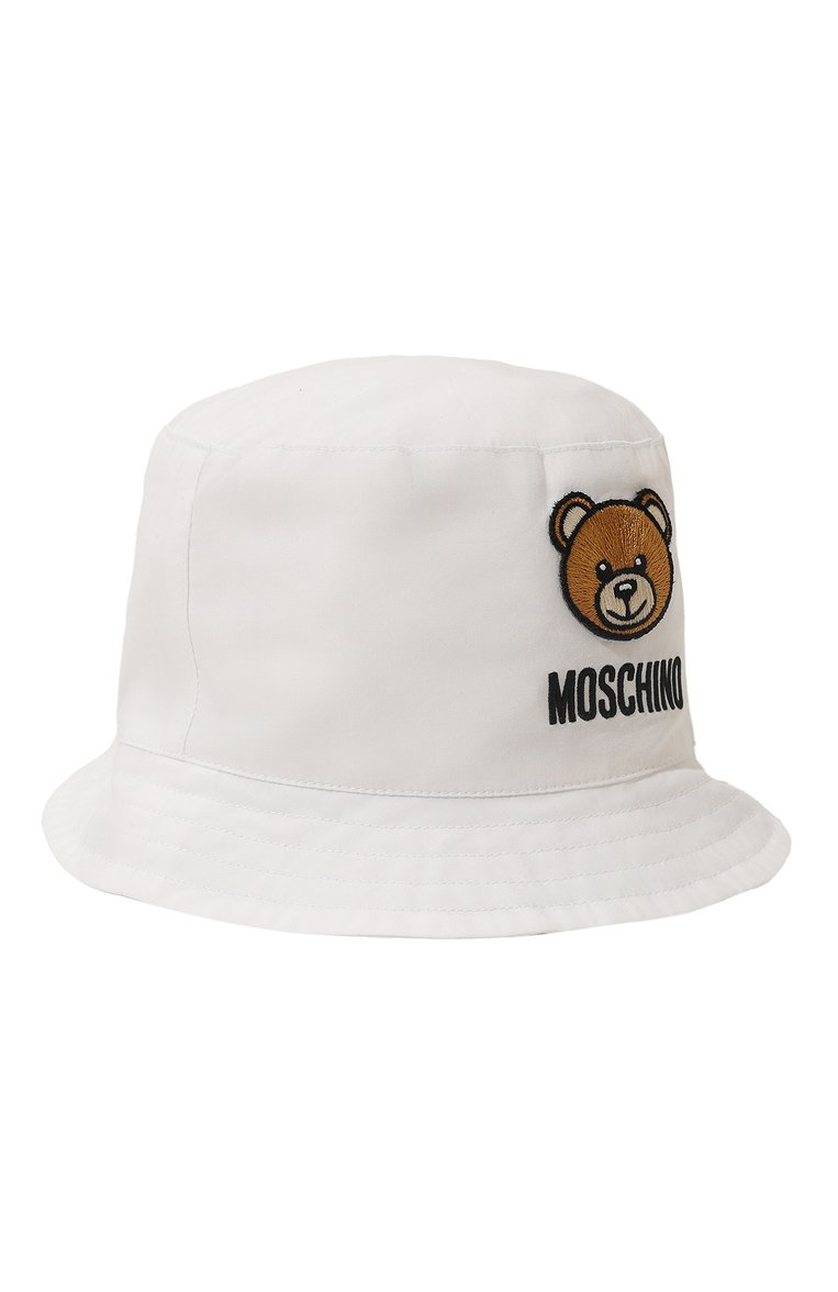 Детская хлопковая панама MOSCHINO белого цвета, арт. MNX032/LLA11 | Фото 1 (Нос: Не проставлено; Материал: Хлопок, Текстиль)