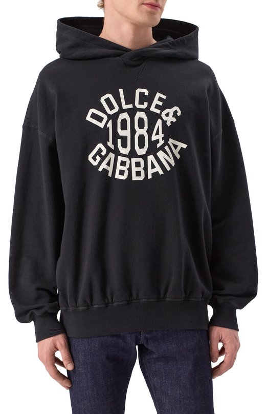 Хлопковое худи Dolce & Gabbana G9BFXT/G7N0Q Чёрный  G9BFXT/G7N0Q Фото 3