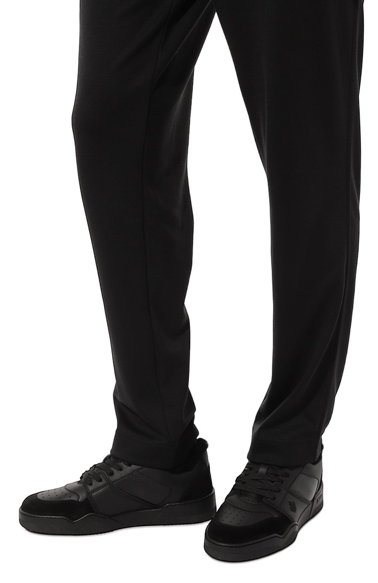 Мужские кожаные кеды spiker DSQUARED2 черного цвета, арт. SNM0316/01506719 | Фото 3 (Материал утеплителя: Натуральный мех; Подошва: Массивная; Стили: Классический; Материал внешний: Натуральная кожа; Кросс-КТ: Низкие)