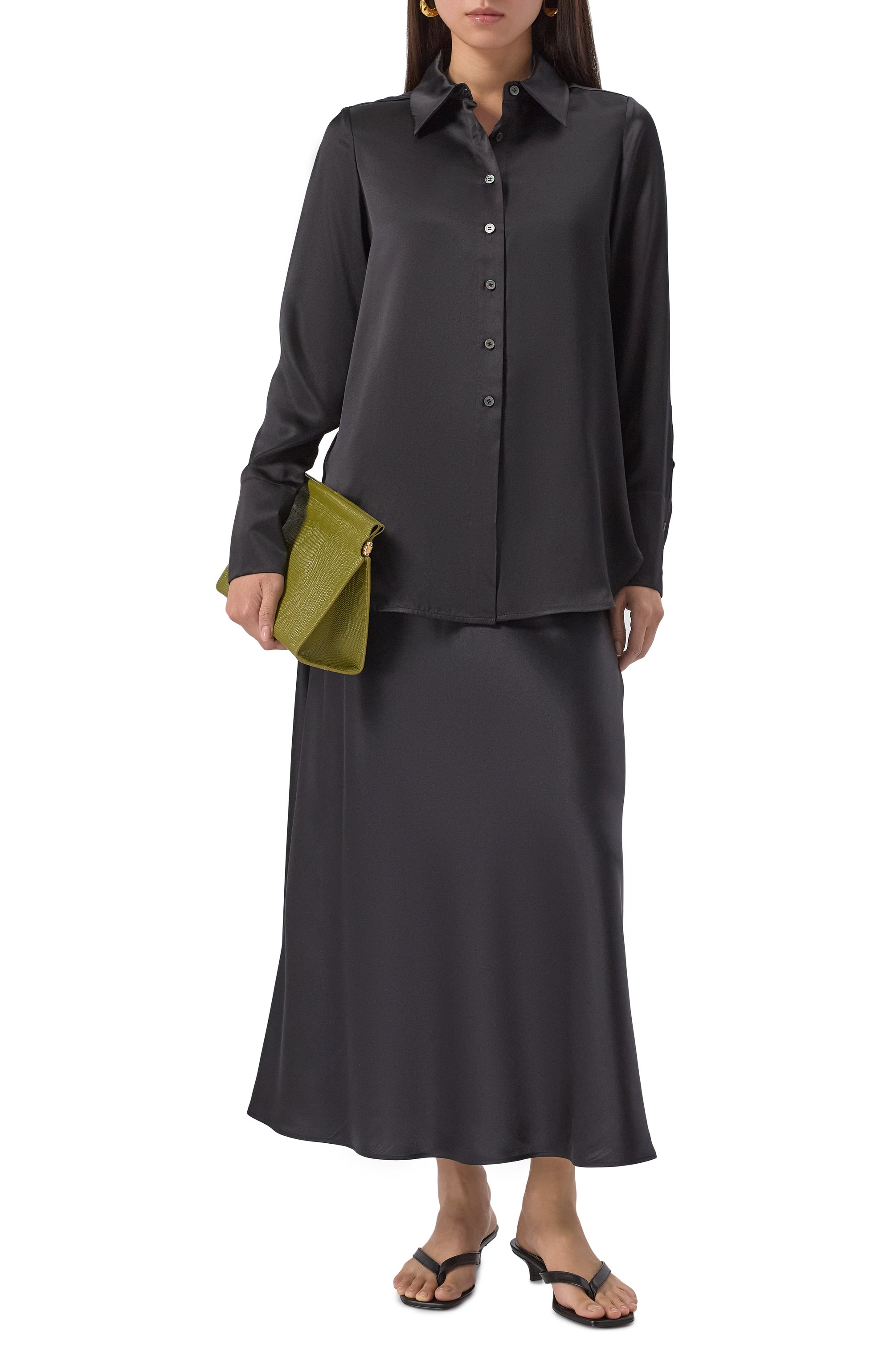 Атласная рубашка CO черного цвета по цене 57200 руб., арт. 1866CSSC-C0RE, фото 2 Атласная рубашка CO, арт. 1866CSSC-C0RE, фото 2