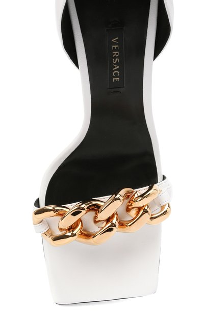 Кожаные босоножки VERSACE белого цвета по цене 120000 руб., арт. DST568P/DNA32, фото 5 Кожаные босоножки VERSACE, арт. DST568P/DNA32, фото 5