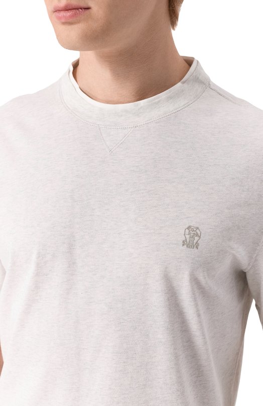 Хлопковая футболка Brunello Cucinelli M0B137451G Серый  M0B137451G Фото 5