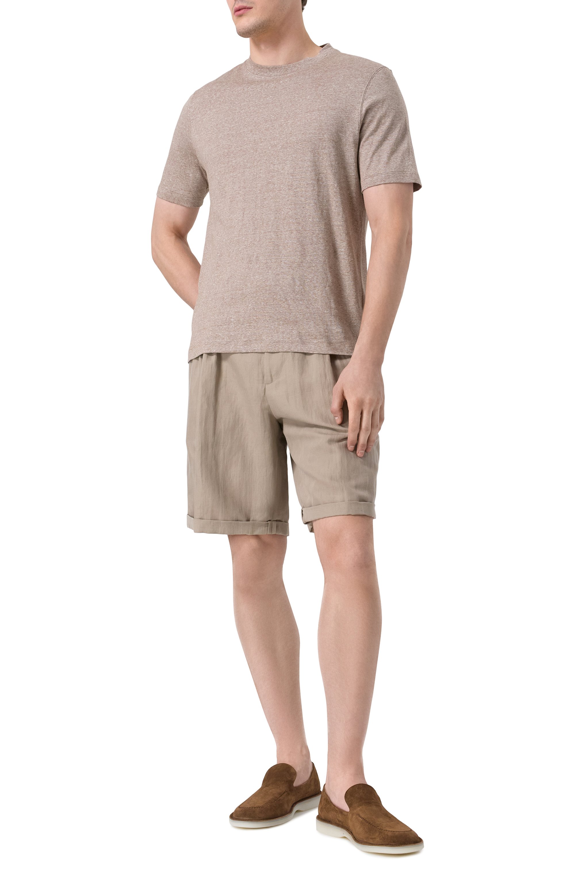 Футболка изо льна и хлопка BRUNELLO CUCINELLI, арт. MW8351308, фото 2