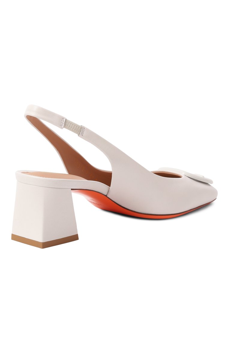 Женские кожаные туфли SANTONI белого цвета, арт. WDMG70342HA2NSZA | Фото 5 (Каблук высота: Средний; Материал внешний: Натуральная кожа; Драгоценные камни: Проставлено; Материал сплава: Проставлено; Подошва: Плоская; Материал внутренний: Натуральная кожа; Каблук тип: Устойчивый; Женское Кросс-КТ: Слингбэки)
