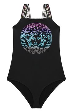 Детского слитный купальник VERSACE черного цвета, арт. 1006834/1A08687/8A-14A | Фото 1 (Материал внешний: Синтетический материал; Нос: Не проставлено; Материал сплава: Проставлено; Девочки Кросс-КТ: Купальники-пляж; Принт: С принтом)