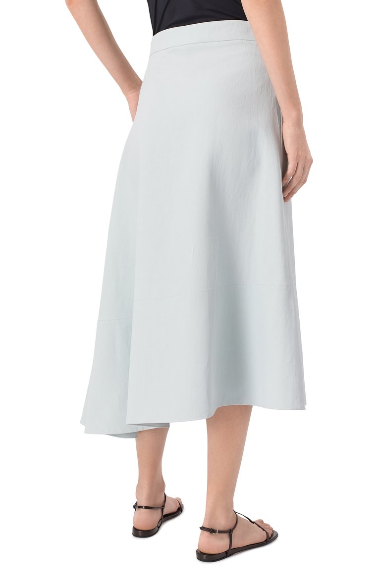Женская льняная юбка JIL SANDER светло-голубого цвета, арт. J04MA0006/J60001 | Фото 4 (Материал внешний: Лен; Длина Ж (юбки, платья, шорты): Миди; Стили: Минимализм)
