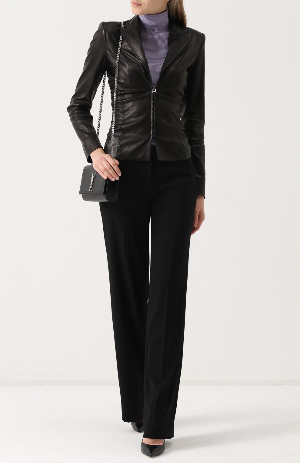 Приталенная кожаная куртка с v-образным вырезом TOM FORD, арт. GIL354-LEX162, фото 2