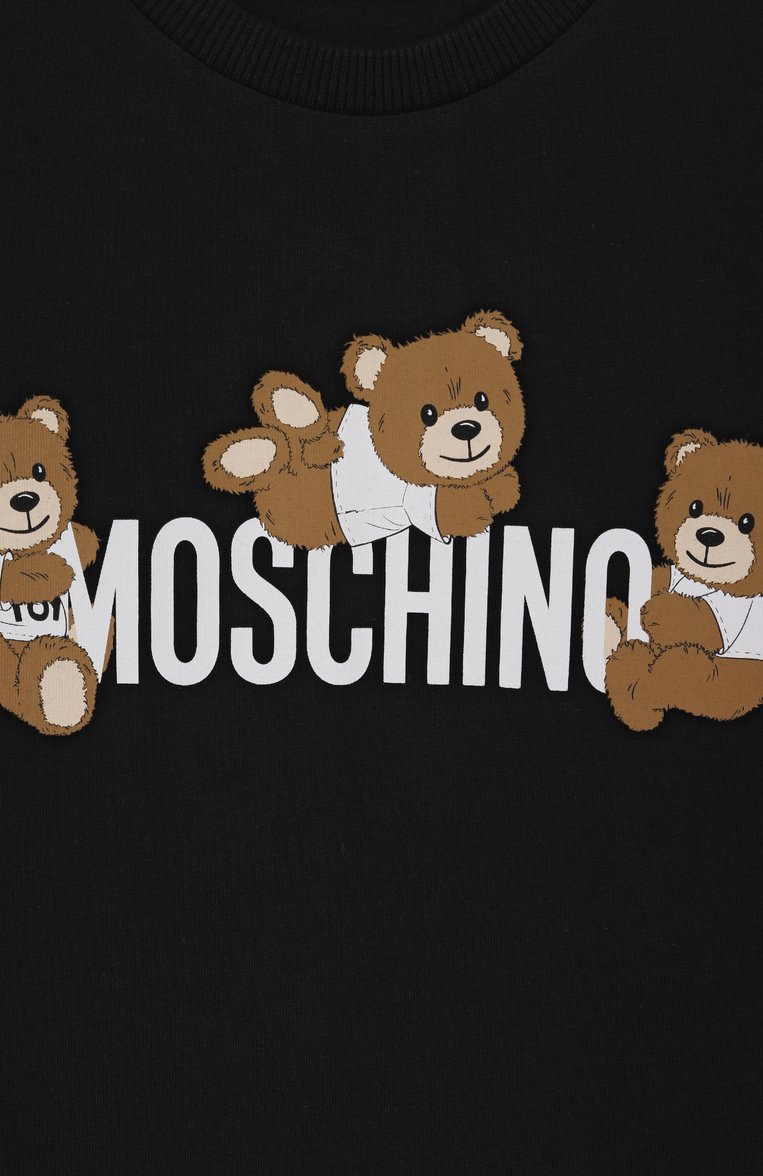 Мужского хлопковая футболка MOSCHINO черного цвета, арт. HUM059/LAA23/10-14 | Фото 3 (Материал внешний: Хлопок; Нос: Не проставлено; Девочки Кросс-КТ: футболка-одежда; Мальчики Кросс-КТ: Футболка-одежда; Региональные ограничения белый список (Axapta Mercury): Не проставлено; Ростовка одежда: 10 - 11 лет | 140 - 146см, 12 лет | 152 см)