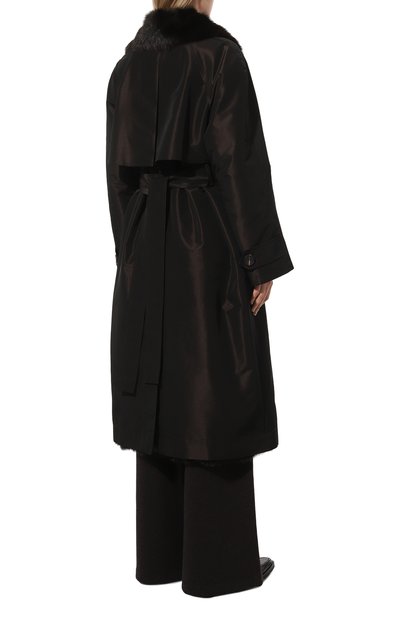 Тренч с меховой подкладкой COLOR TEMPERATURE коричневого цвета по цене 900000 руб., арт. Пл, Кол-10/373, фото 4 Тренч с меховой подкладкой COLOR TEMPERATURE, арт. Пл, Кол-10/373, фото 4