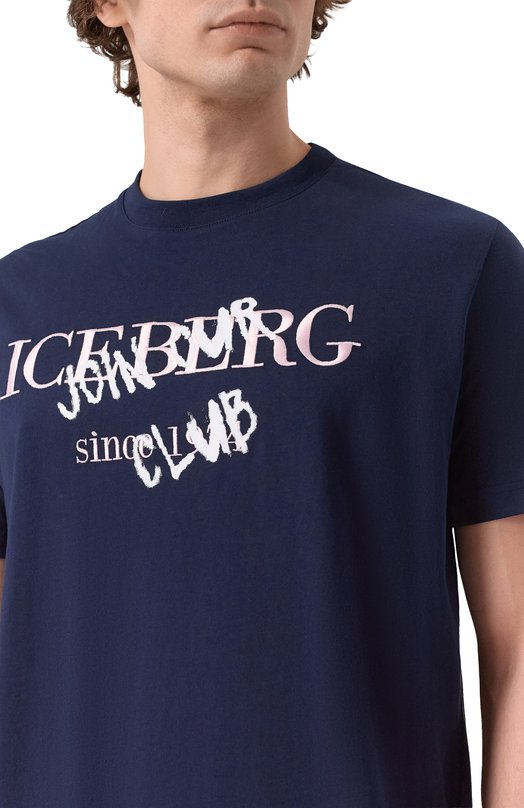Хлопковая футболка Iceberg F010/6325 Синий  F010/6325 Фото 5